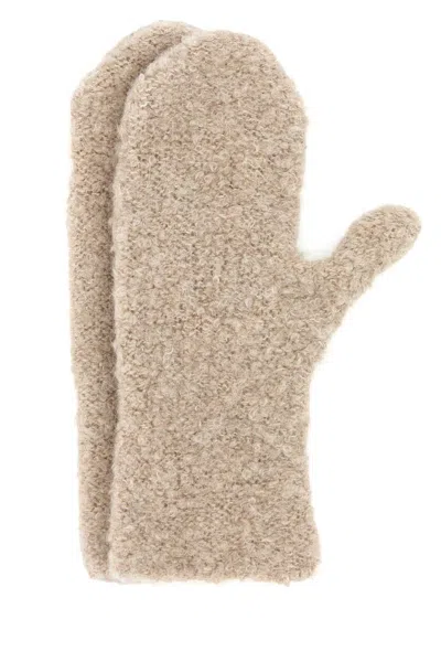 THE ROW CAPPUCCINO CASHMERE BLEND GLOVES