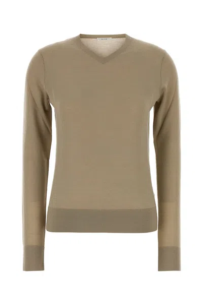 The Row Cappuccino Cashmere Blend Ondre Sweater In Neutral