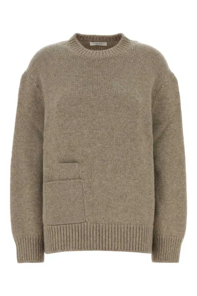 The Row Cappuccino Cashmere Mirtle Oversize Sweater In Gray