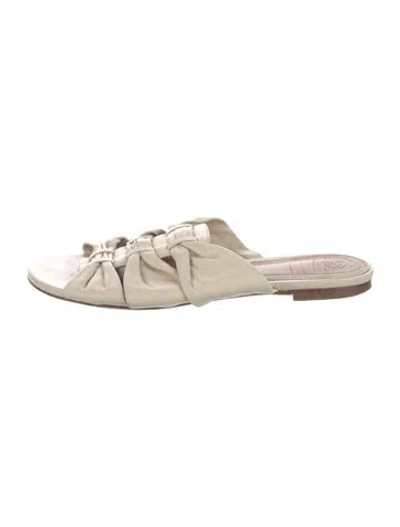 Pre-owned The Row Capri Leather Slides In Neutral