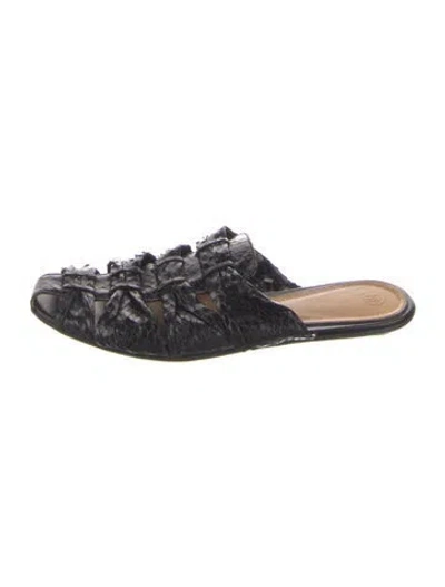 Pre-owned The Row Capri Snakeskin Mules In Black
