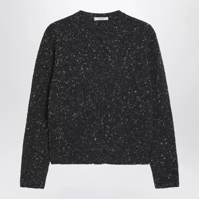 The Row Carbon Melange Mauino Cardigan In Black