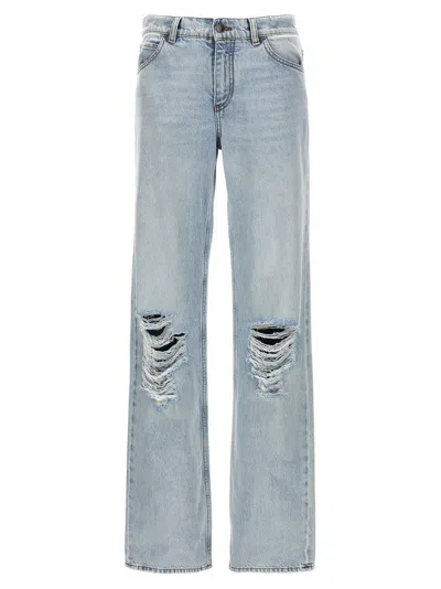 The Row Carel Straight Leg Distressed Jeans In Blue