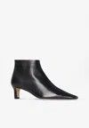 The Row Carla 45 Leather Ankle Boots In Black