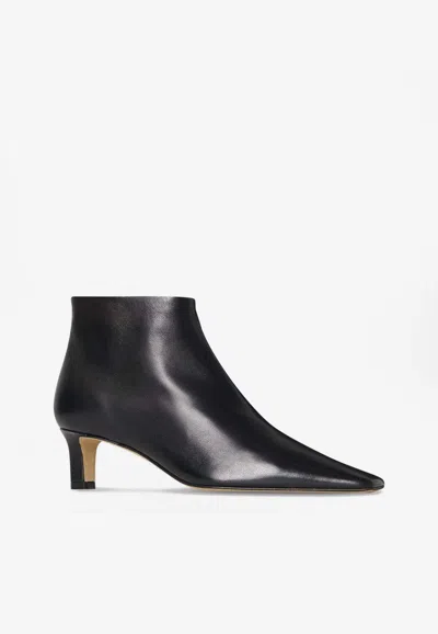 The Row Carla 45 Leather Ankle Boots In Black