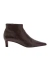 The Row Carla 45 Leather Ankle Boots In Burgundy