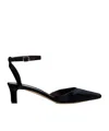 The Row Carla Square Toe Velvet Ankle Strap Sandal In Black