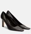 The Row Carla 80 Leather Pumps In Brown