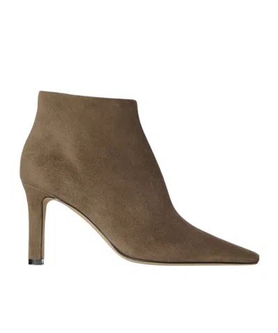 The Row Beige Carla 80 Leather Ankle Boots In Brown