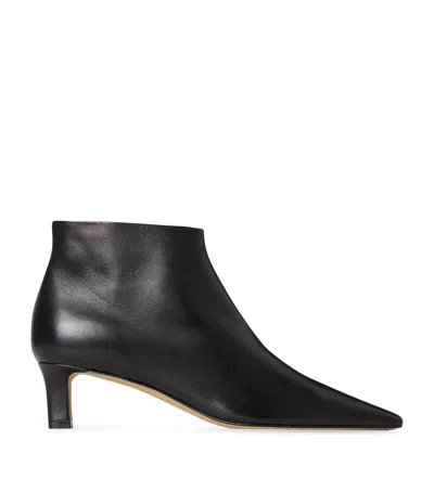The Row Carla Leather Ankle Boots 45 In Black