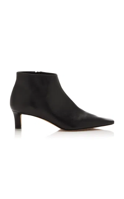 The Row Carla Leather Boots In Black