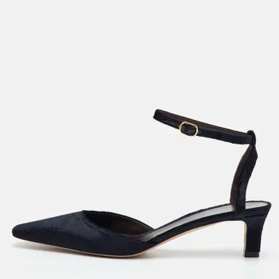 Pre-owned The Row Carla Size 40 Black Velvet Ankle Strap Pumps