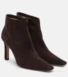 The Row Carla Suede Ankle Boots In Brown