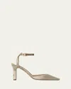 The Row Carla Velvet Ankle-strap Pumps In Brown