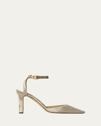 THE ROW CARLA VELVET ANKLE-STRAP PUMPS