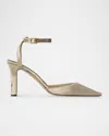 The Row Carla Velvet Ankle-strap Pumps In Gold