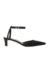 The Row Carla Square Toe Velvet Ankle Strap Sandal In Black