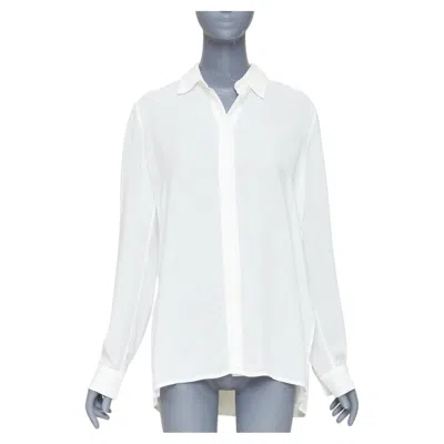 Pre-owned The Row Carlton Pleated Back Fluid Crepe White Viscose Long Sleeve Blouse Shirt