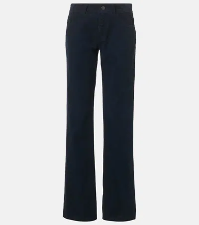 The Row Carlyl Cotton Corduroy Slim Pants In Blue