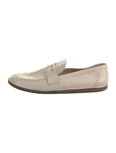Pre-owned The Row Cary Leather Loafers In Neutral