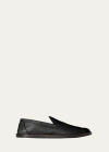 The Row Cary Leather Penny Loafers In Black