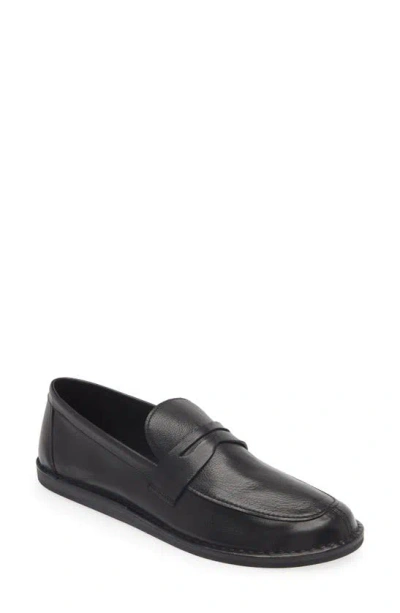 The Row Cary Leather Penny Loafers In Black