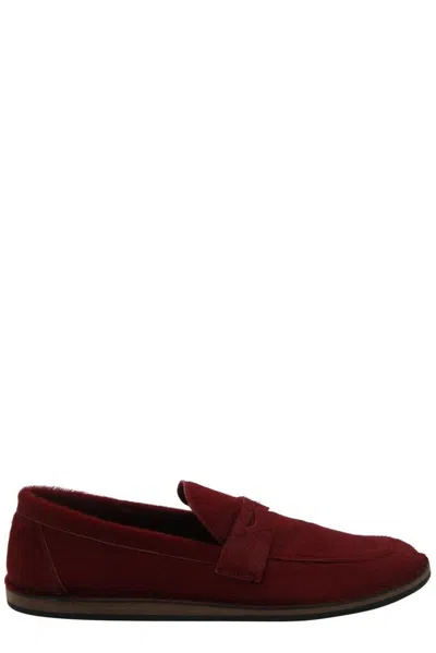 The Row Cary Round Toe Loafers In Red