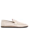 THE ROW CARY TAUPE LEATHER LOAFERS