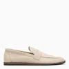 The Row Hammered Leather Cary Penny Loafers In Beige