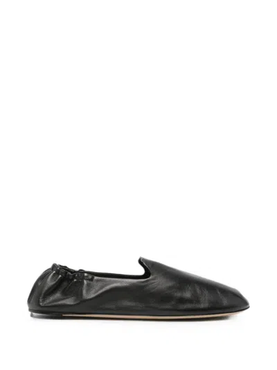 The Row Casa Elasticated Leather Loafers In Black