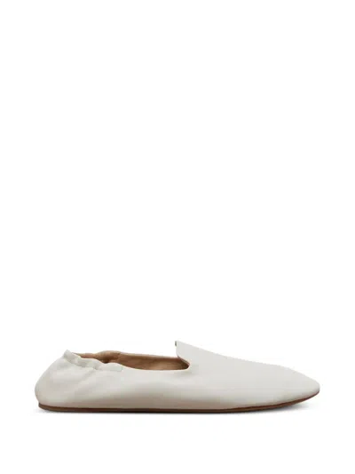 The Row Casa Leather Loafers In White