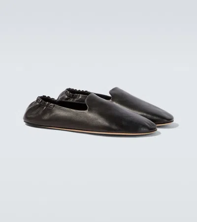 The Row Casa Leather Slip-on Shoes In Multi