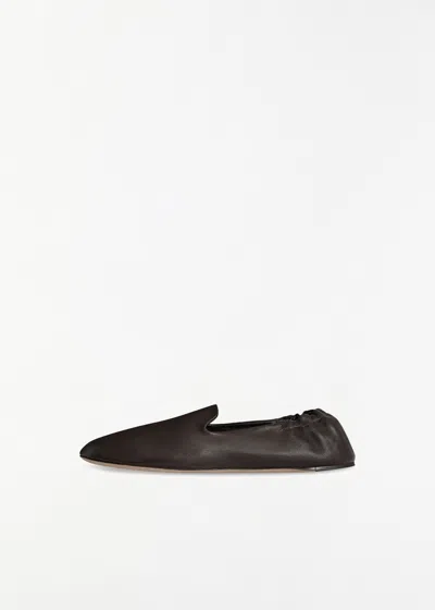 The Row Casa Leather Slipper In Brown
