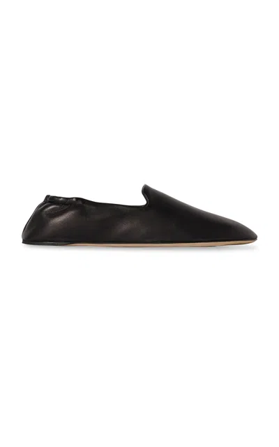 The Row Nappa Leather Casa Ballerinas Elasticated Back In Black