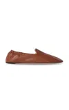 The Row Casa Leather Slippers In Brown
