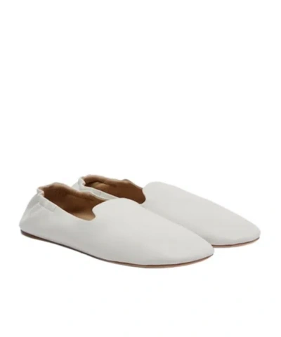 The Row Casa Leather Slippers In White