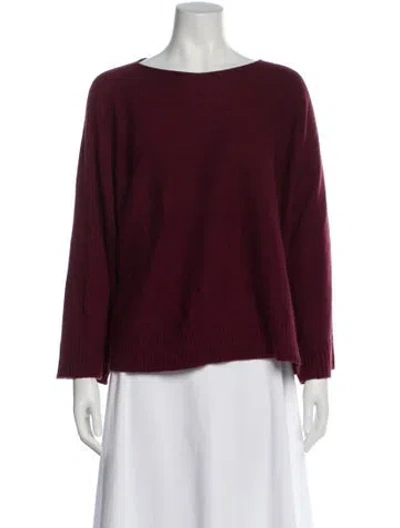 Pre-owned The Row Cashmere Bateau Neckline Sweater In Burgundy