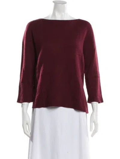 Pre-owned The Row Cashmere Bateau Neckline Sweater In Burgundy