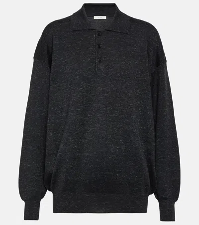 The Row Cashmere-blend Polo Top In Grey