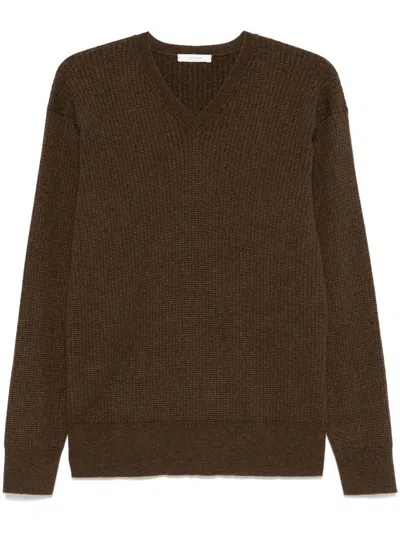 The Row Cashmere Blend V-necked Sweater In Braun