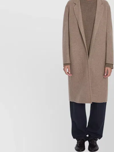 The Row Cashmere Flannel Mid-length Coat In Neutral