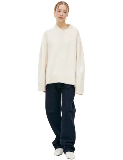 The Row Cashmere Knit Sweater In White