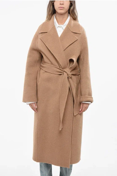The Row Cashmere Malika Coat With Split In Brown