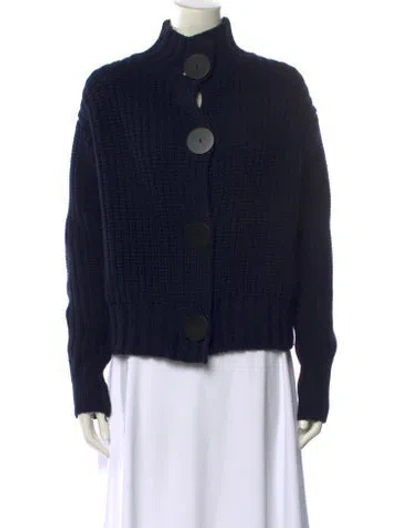 Pre-owned The Row Cashmere Mock Neck Sweater In Blue