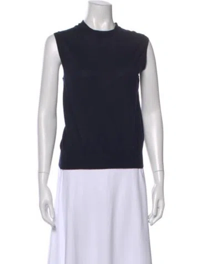 Pre-owned The Row Cashmere Mock Neck Sweater In Blue
