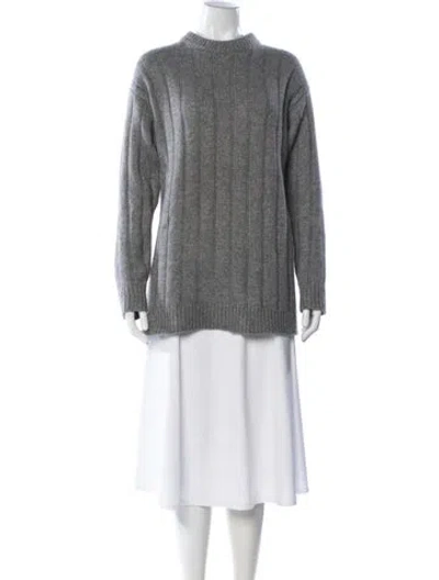 Pre-owned The Row Cashmere Mock Neck Sweater In Gray