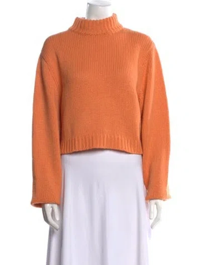 Pre-owned The Row Cashmere Mock Neck Sweater In Orange