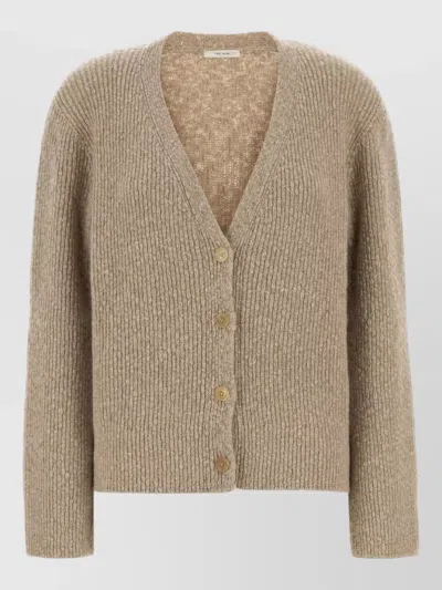 The Row Cashmere Naroch Cardigan Long Sleeves V Neckline In Brown