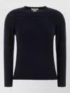 The Row Navy Blue Solid Crew Neck Sweater In Black