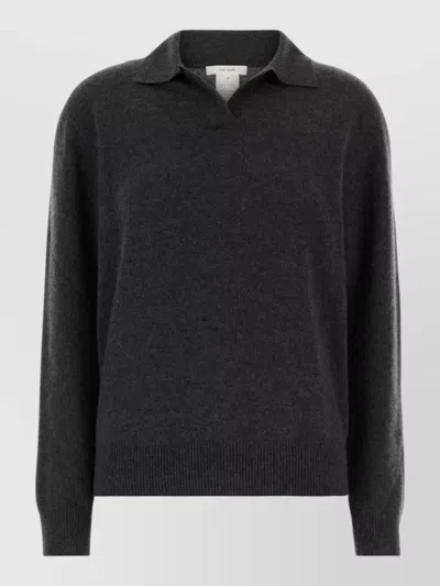 The Row Charcoal Cashmere Oashi Polo Shirt In Multi